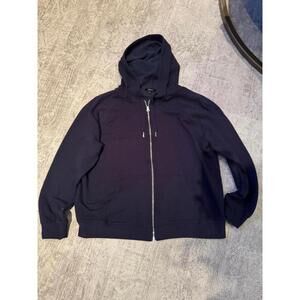 Quince Everyday Fleece Navy Blue Zip-Up Hoodie Size Large